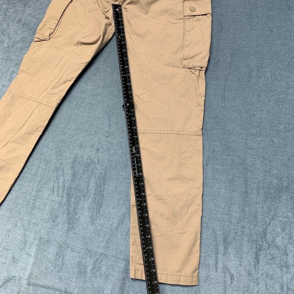 H&M Slim Fit Cargo Pants Mens Small Khaki Ripstop Utility Pocket Hiking Camping